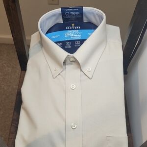 Stafford Men's Cream Oxford Shirt